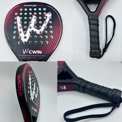 Cwin Paddle Racket Carbon Fiber Soft EVA Face for Adult Prefessional Training Tennis Paddle Racquet with Padel Shovel Protector