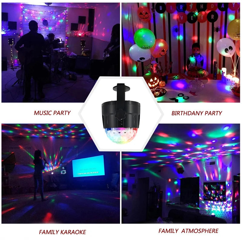 RGB Strobe Stage Night Light for Home KTV Party Club Bar Dance Christmas Gift Lighting Effect Sound-activated Disco Ball Lamp