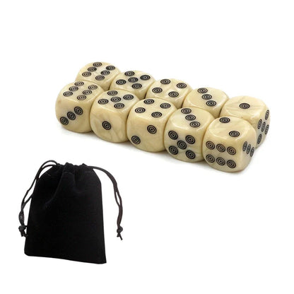 10/20Pcs 16mm Acrylic Ivory Dice with Bag D6 Dice for Board Game Round Entertainment Party Cubes Mahjong Accessories Dice