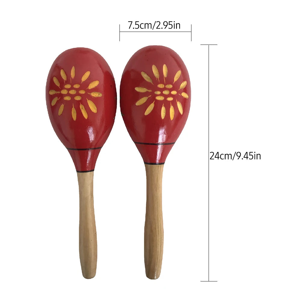 1 Pair Wooden Maracas Sand Hammer Rumba Shakers Rattles Sand Hammer Percussion Instrument Musical Toy for Kid Children Games