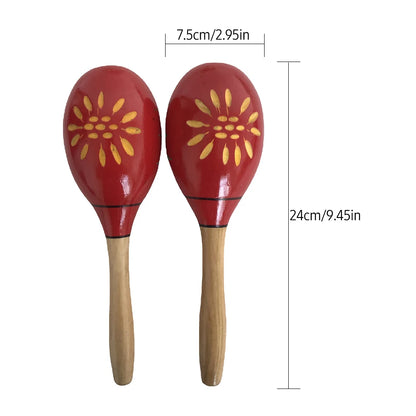 1 Pair Wooden Maracas Sand Hammer Rumba Shakers Rattles Sand Hammer Percussion Instrument Musical Toy for Kid Children Games