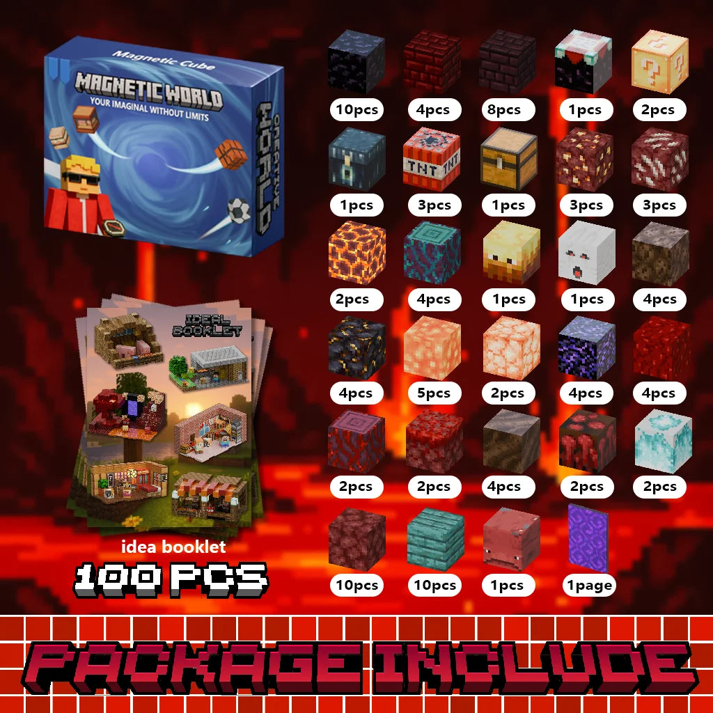 Magnetic Building Blocks Toy Storage Box Set Can Place Figures Magnet Cube Construction Brick Toys Gift for Boys Girls Children