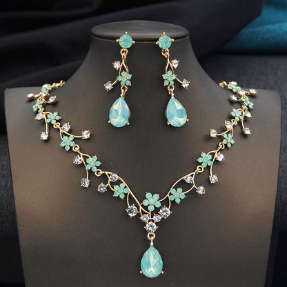 Rhinestone Water Drop Bridal Jewelry Sets for Women Choker Necklace Earring Set Wedding Bride Jewelry Sets