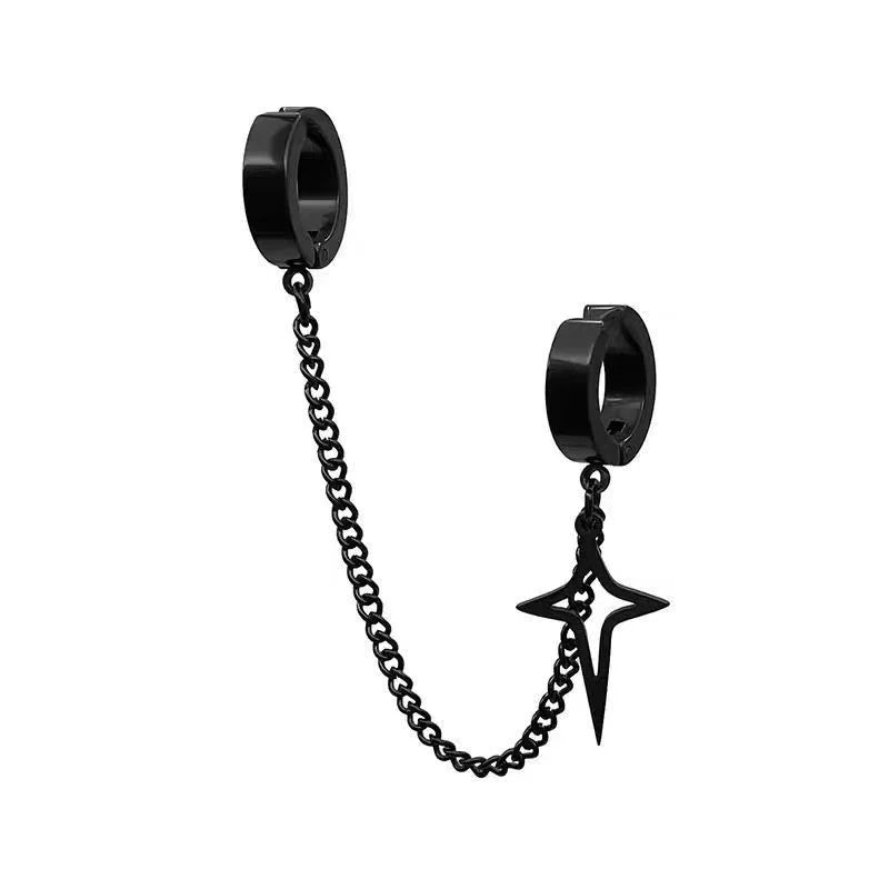 1Pcs Trendy Minimalist Stud Earrings for Teens Ear No Piercing Earrings Women Men Fake Pierced Star Pendant Earrings Jewelry