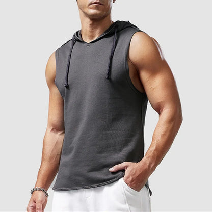 M-3XL Men's Tank Tops Vest Sleeveless Tees Hooded Male T Shirt Gym Exercise Sports Golf Shirt Korean Style Casual Solid Color