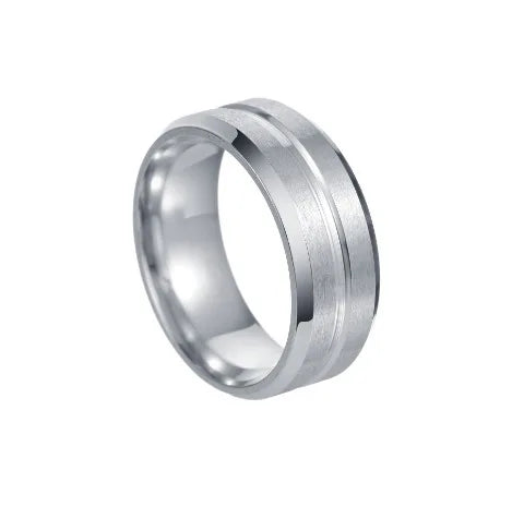 8mm Stainless Steel Men Rings Wholesale Black Groove Matte Wedding Engagement Party Gift Anniversary Rings For Women Jewelry