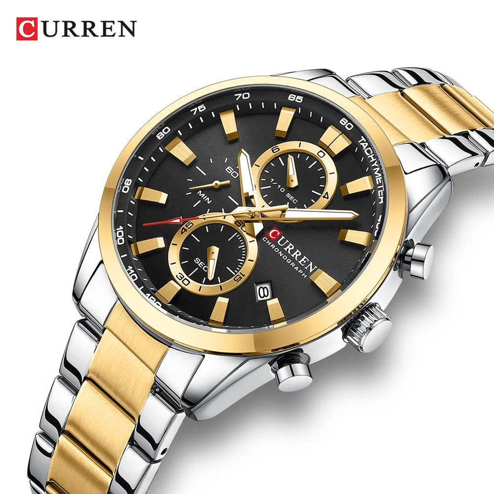 CURREN 8445 Men's Multifunctional Waterproof Wristwatch Calendar Business Men's Watch with Six Hands