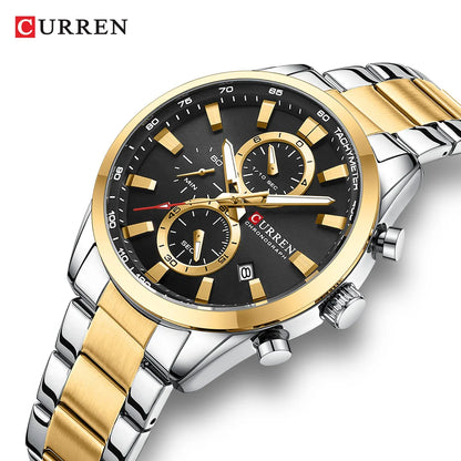 CURREN 8445 Men's Multifunctional Waterproof Wristwatch Calendar Business Men's Watch with Six Hands