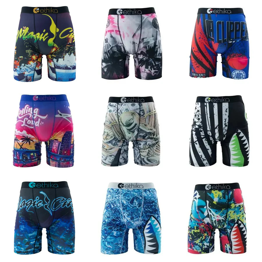 ETHIKA 1Pcs Men Underwear Sexy Boxershorts Breathable Mens Trunks Plus Size S-3XL Man Swimming Underpants Men's Panties Boxers