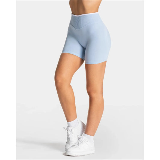 Women's Seamless Gym Solid Color Sports Shorts White Waist Tight High Waist Hip Lifting Yoga Pants Running Sports Shorts