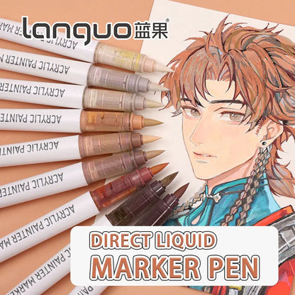 Languo 9pcs/box Soft Brush Acrylic Marker Pen Set£¬DIY Hand Drawn,Paint Art Markers pens,Student Graffiti Acrylic Paint Pens,M720