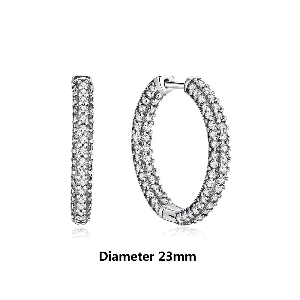 Original 925 Sterling Silver Earrings 2025 Stud Hoop Crystal Earings For Women Rose Gold Crown Heart Infinity Bee Earing Jewelry