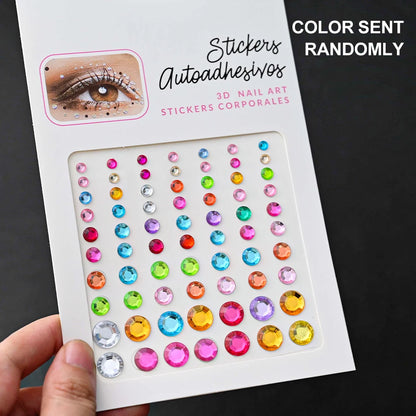 1Sheet 3D Rhinestone Face Tattoo Stickers Coloful Glitter Gems Sliders Festival/Makeup Waterproof With Diamond Tattoos Decals *&