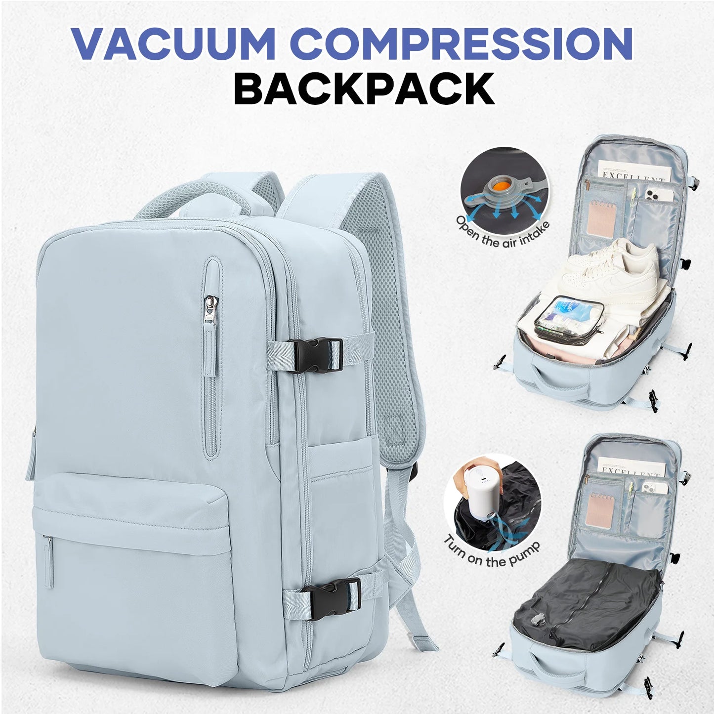 Vacuum Compression Travel Backpack - Large Capacity Foldable Hiking Bag Lightweight Laptop Bag,Essential Outdoor Travel Backpack