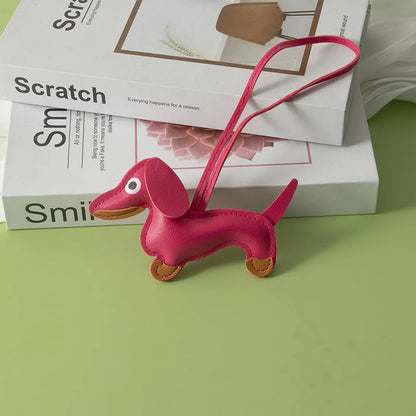 Cute Dachshund Shaped Leather Keychain Bag Hanger-Inspired by Cute Lucy Couple's Keychain Car Ornament
