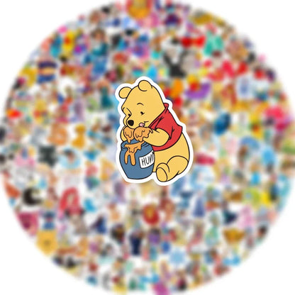 50/100/200/300Pcs Disney Mix Cartoon Cute Stitch Micky Princess Stickers Vinyl Laptop Luggage Skateboard Waterproof Sticker Toys