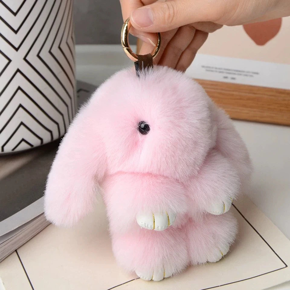 15cm Women's Rabbit Fur Keychain Bag Car Pendant Jewelry Decoration Fashionable Accessory for Bags And Gifts