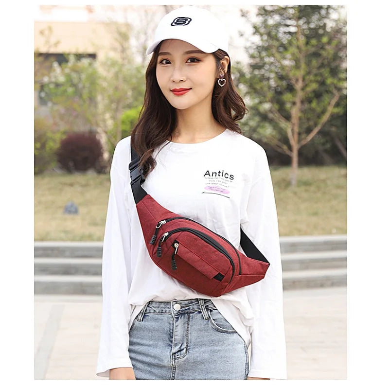 Men's and women's diagonal chest bags, simple and casual waist bags, splash-proof and wear-resistant for construction sites