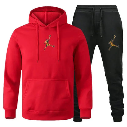 2025 Autumn/Winter Men's jogging Fitness sportswear Set: Fashionable long-sleeved sweatshirt + casual pants 2-piece set
