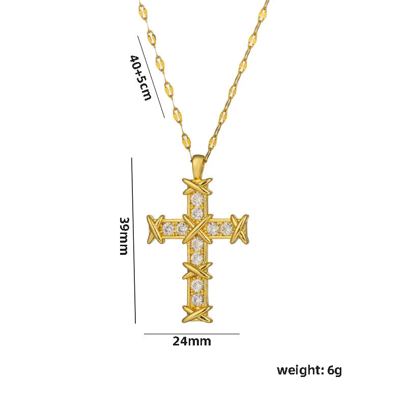 Summer Black Rhinestone Cross Jesus Pendant Choker Necklace for Women Punk Vintage Double Layers Chain 2025 Neck Boho Jewelry