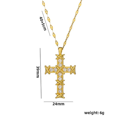 Summer Black Rhinestone Cross Jesus Pendant Choker Necklace for Women Punk Vintage Double Layers Chain 2025 Neck Boho Jewelry