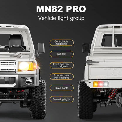 ZWN 1:12 Full Scale RC CAR MN82 Upgraded MN82 PRO Controllable Headlights 2.4G 4WD Off-Road Car Pick Up Truck Toy for Kids Gifts