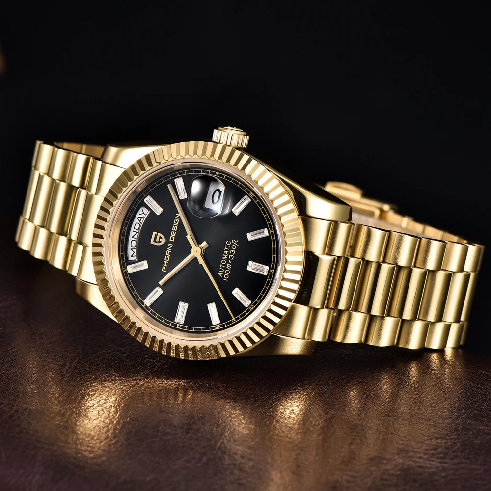 New PAGANI DESIGN DD36 Gold Luxury Automatic Mechanical Watch For Men ST16 100M Waterproof AR Sapphire Glass Wristwatch Men