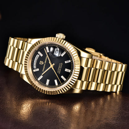 New PAGANI DESIGN DD36 Gold Luxury Automatic Mechanical Watch For Men ST16 100M Waterproof AR Sapphire Glass Wristwatch Men