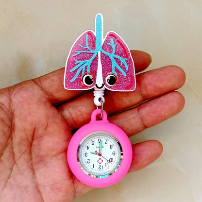 Hospital Medical Workers Cartoon Shiny Nurse Doctor Badge Reel Retractable FOB Pocket Watch Clip Hang Students Clock Watches