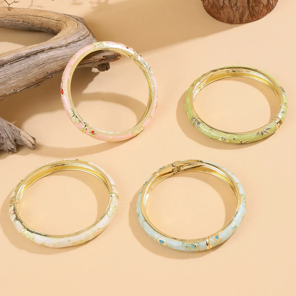 Luxury 2/1 Pcs Flower Bracelet For Women Vintage Bohemian Cloisonne Women's Bangles Jewelry Gifts