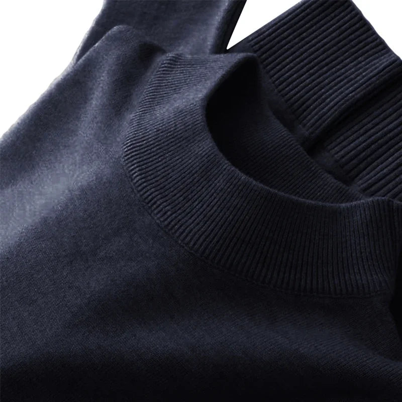 New Sweatwear Men's Half Neck Basic Solid Color Sweaters Round Neck Elastic Pullovers Warm Autumn Knitted Oversized Sweater Men