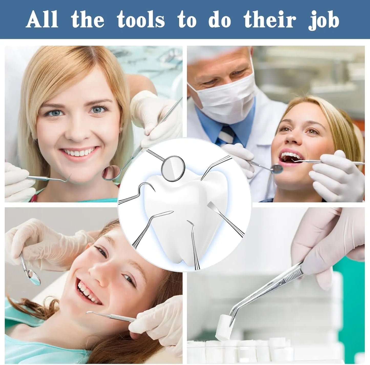 Dental Tool Set Dental Mirrors Oral Scope Tweezers 3pcs Stainless Steel Teeth Cleaning Tool Oral Dental Cleaning Kit Dentist