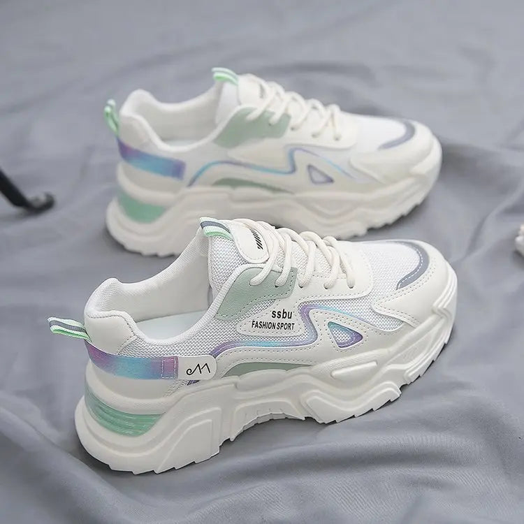 2025 Sneakers Women Platform Flat shoesWoman Shoes Green Casual Trainers LadiesChunky Sneakers Women shoes