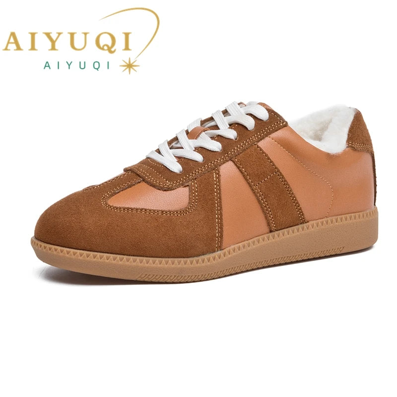 AIYUQI Damen Sneakers 2025 Neue Echtes Leder Damen Moral Trainingsschuhe Casual Frühling Flache Schuhe Damen 