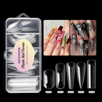 MOWOT New Square Dual Nail Form Extension False Nail Tips Quick Building Gel Molds Full Cover Large Size Acrylic Nail Top Forms