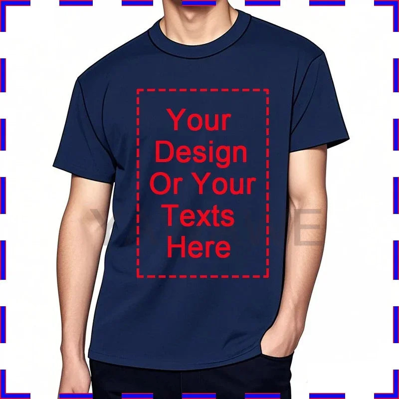 Your Design Here T Shirts Cotton Custom T-Shirt Make Your Design Logo Text for Men and Women Personalized Tshirt Summer Presents