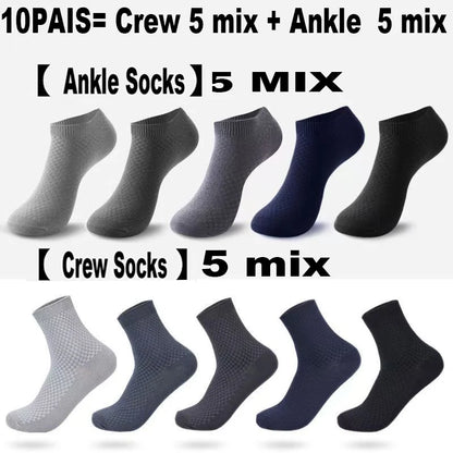 5/10 Pairs Men Socks Bamboo Fiber Short Ankle Socks Spring Summer Autumn Winter Business Breathable Male Long Sock Meias Man Sox