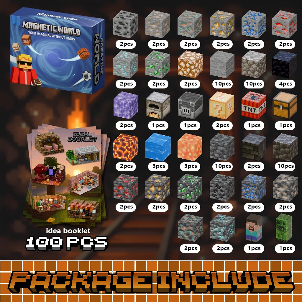 Magnetic Building Blocks Toy Storage Box Set Can Place Figures Magnet Cube Construction Brick Toys Gift for Boys Girls Children