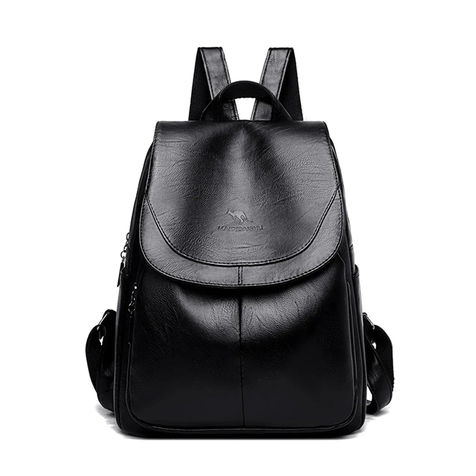 Ladies Bookbag Rucksack Women Large Capacity Backpack Purses High Quality PU Leather Female Vintage School Bags Travel Bagpack