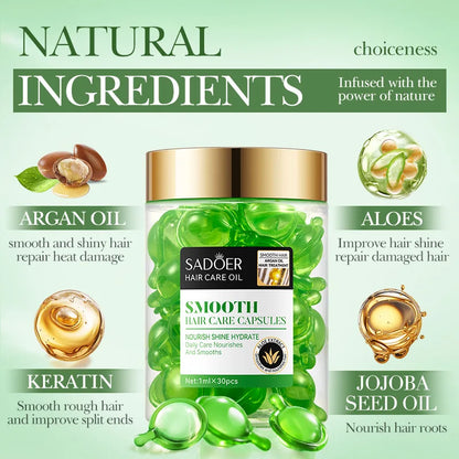 Hair Vitamin Capsule Hair Treatment Oil Repair Damaged Smooth Hair Care Serum Nourishing Keratin Complex Oil Hair Care Capsules