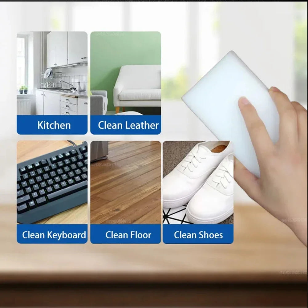 Magic Sponge Cleaner, Melamine Foam Scrubber for Kitchen Bathroom, Stain Remover, Dishware Household Cleaning Tools, 10x6x2cm