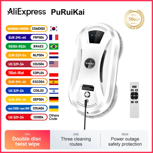 PuRuiKai Home Window Cleaning Robot Smart Window Glass Vacuum Cleaner One-key Glass Wall Cleaning Machine