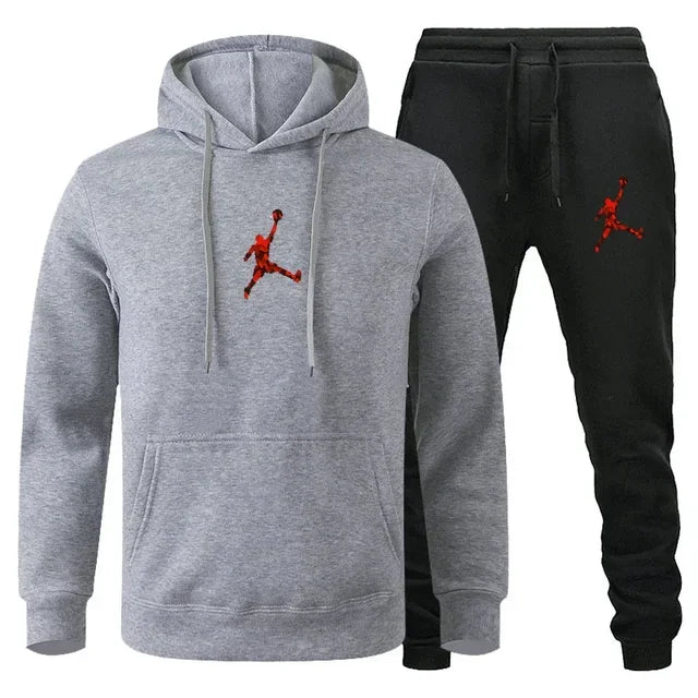 2025 Autumn/Winter Men's jogging Fitness sportswear Set: Fashionable long-sleeved sweatshirt + casual pants 2-piece set