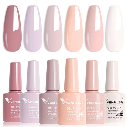 Venalisa HEMA TPO FREE Nail Gel Polish Glitter Gorgeous Full Coverage Soak Off UV LED French Nail Jelly Pink Nude Collection