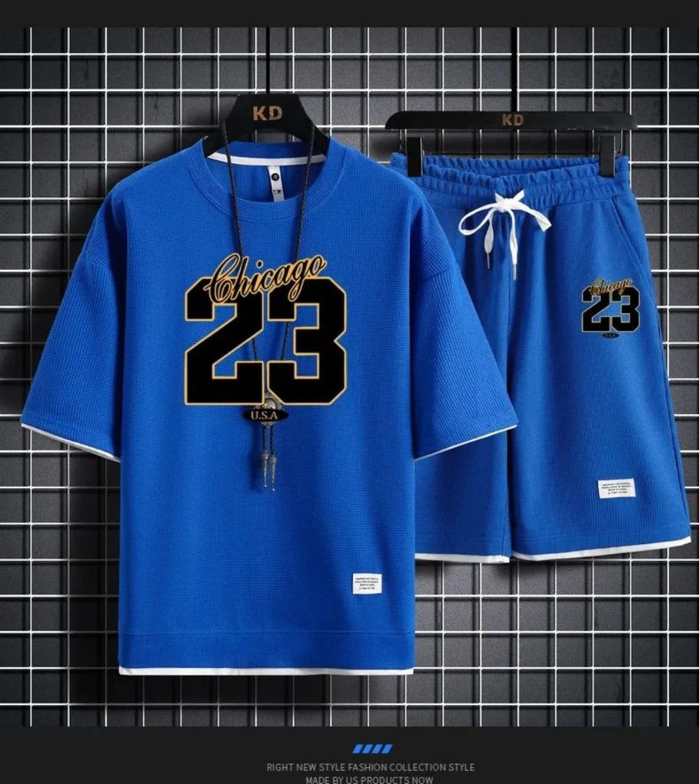 New high-quality men's Korean style comfortable and breathable round neck T-shirt summer digital fashion printed outdoor top