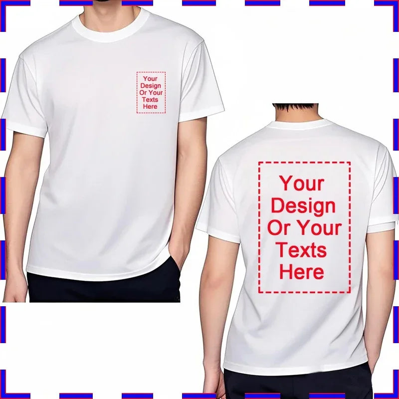 Your Design Here T Shirts Cotton Custom T-Shirt Make Your Design Logo Text for Men and Women Personalized Tshirt Summer Presents