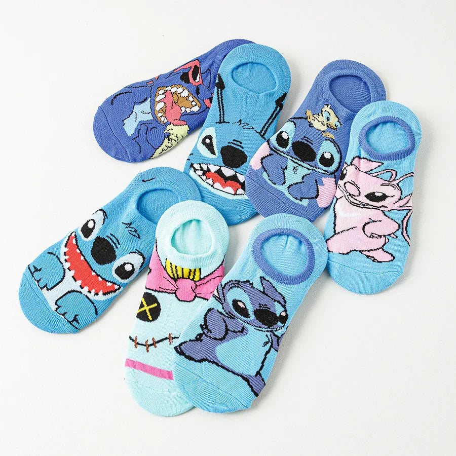 10Pairs miniso disney Unisex Cartoon Anime Socks Men Women Hip Hop Street Style Funny Casual Short Boat Socks