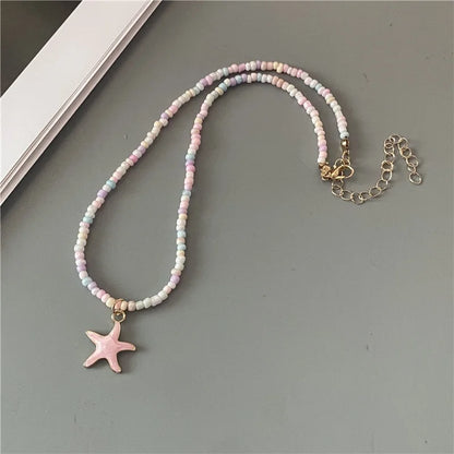 Spring Summer Necklace for Women Girl Cute Romantic Starfish Short Neck Jewelry Party Wedding Necklace Wholesale
