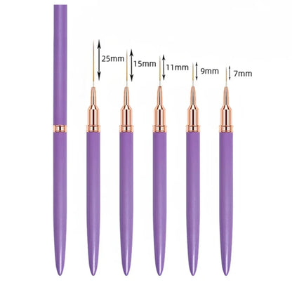 5pcs Nail Art Liner Brush Set UV Gel Nail Brushes Kits French Stripe Line Painting Drawing Flower Pen Professional Manicure Tool
