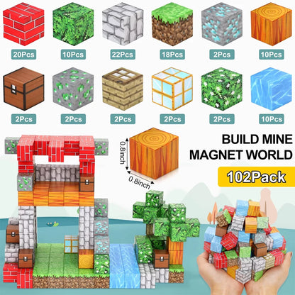 192PCS Magnetic Building Blocks Mine Magnet World Set Toys STEM Montessori Stacking Cubes Construction Set Christmas Gift